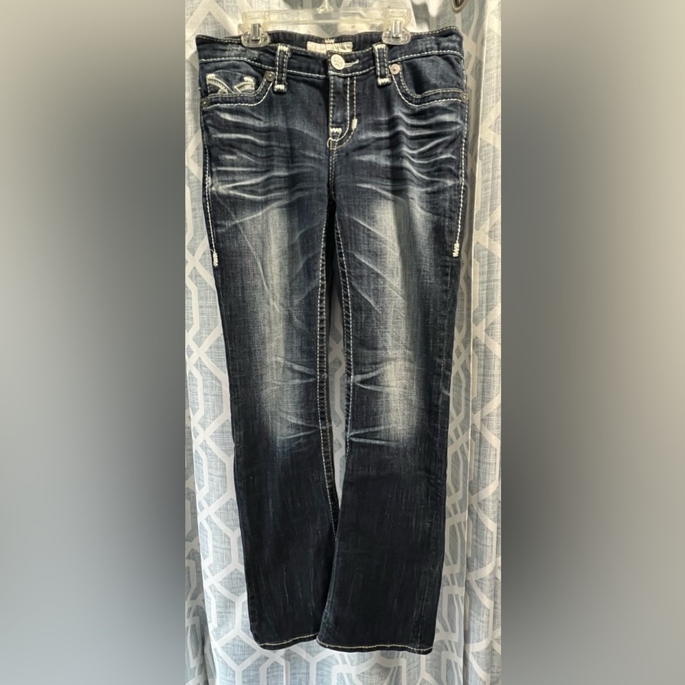 Big Star Women's Dark Wash Boot Cut Jeans with Whiskering